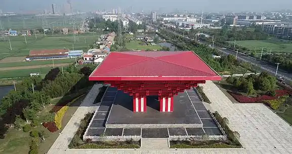 航拍中国馆阜宁地标建筑