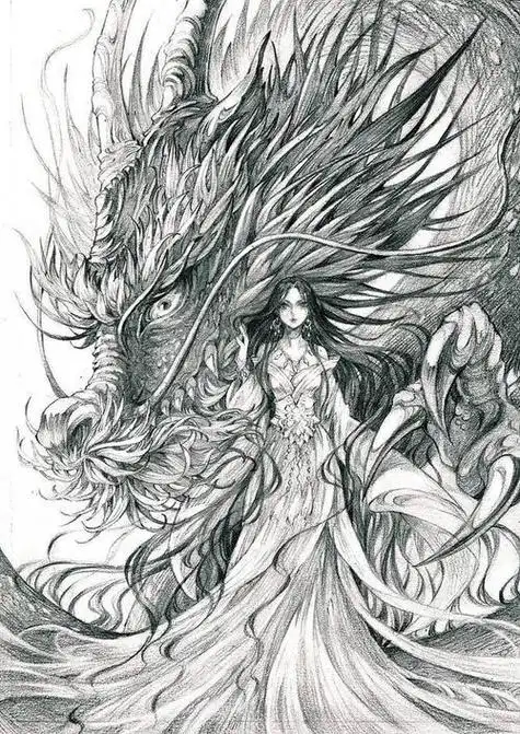 动漫华丽古风简笔画简笔画 手绘 素描 线稿 640976 竖版 竖屏绘画素材