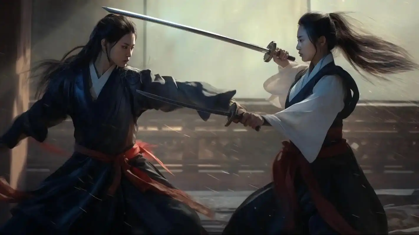 ai绘画制作的武侠壁纸#武侠 #古风 #女侠 #仗 - 抖音