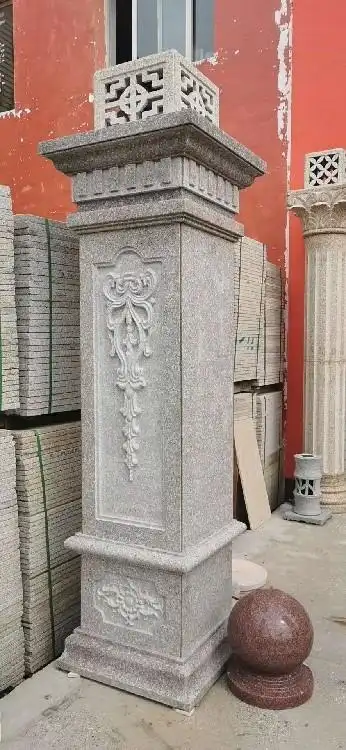 烟台建筑石材 烟台石材门柱 两侧门柱贴花岗岩砖 1,同一石种颜色一致