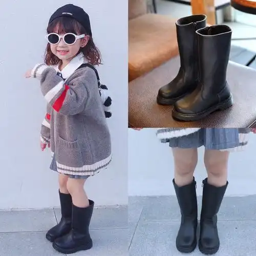 女童靴子春秋长筒秋冬长筒靴子高筒靴中筒靴儿童马丁靴加绒棉靴