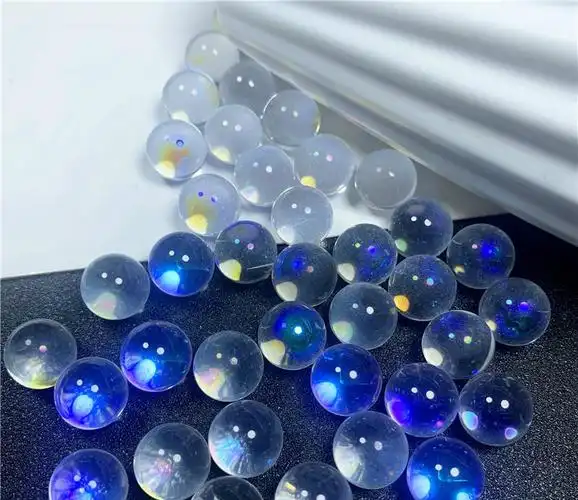 玻璃珠无孔珠子 50颗100颗混色捷克琉璃12mm无孔圆珠水晶球古风簪顶珠