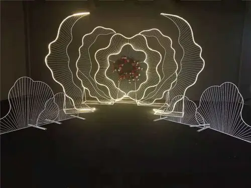 舞台架子 户外_led发光花朵造型铁艺背景屏风架子户外婚礼舞台摆件