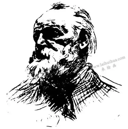 罗丹《雨果像》素描作品高清大图