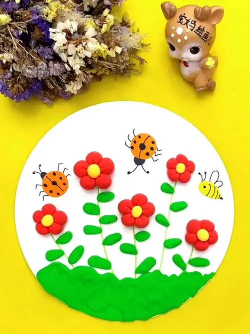 粘土画简单又好玩的春天主题画