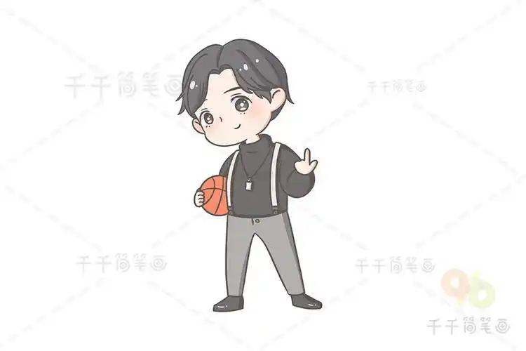 蔡徐坤火柴人篮球简笔画