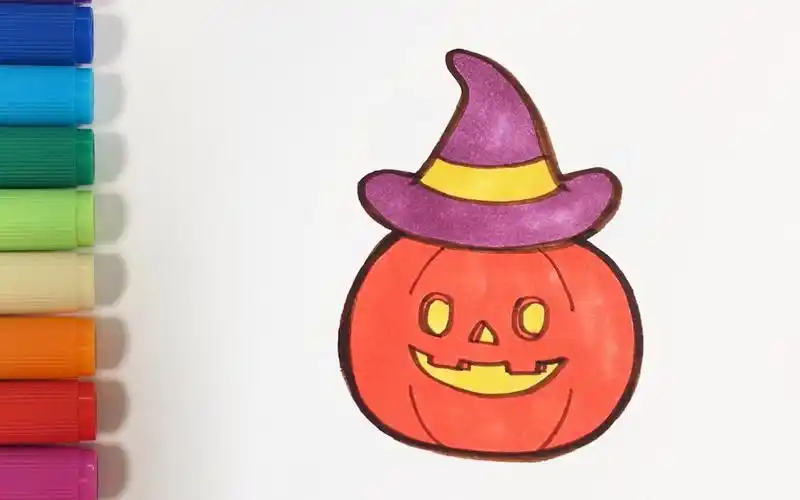 儿歌多多儿童简笔画 南瓜灯 万圣节学画南瓜灯 和小幽灵做游戏