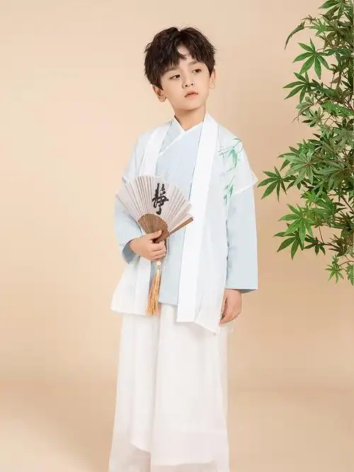 汉服男童套装儿童古装三件套国学少爷服超仙中国风男孩唐装薄款夏