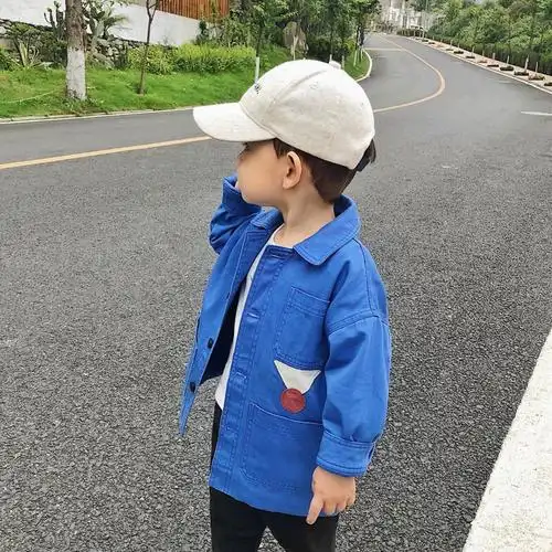 辰辰妈婴童装男宝宝秋装1-3岁潮百搭儿童中长款风衣蓝色外套上衣