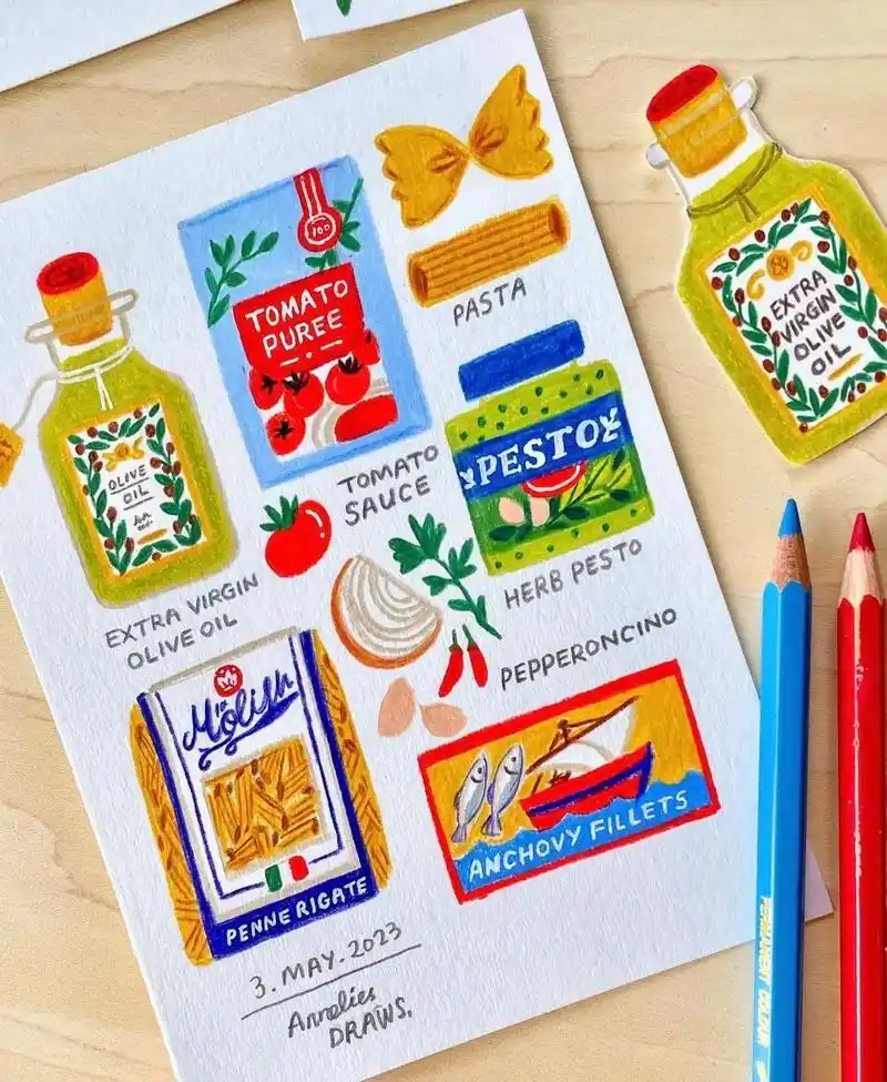 适合新手临摹的小物件插画 #插画 #画画 #手绘 #板绘 # - 抖音