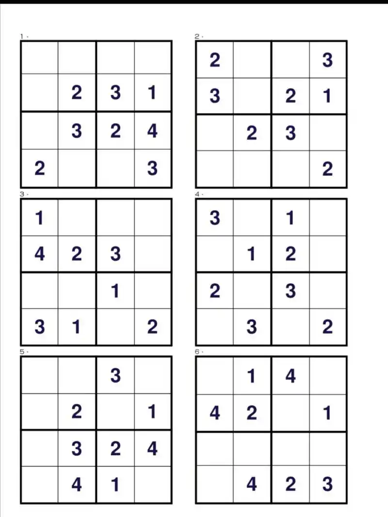 四宫格数独,数独入门级,幼小衔接锻炼