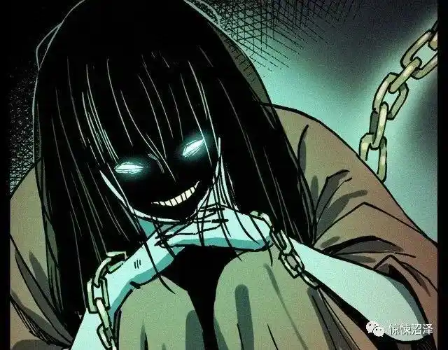 恐怖漫画,红衣女子,蜷缩在墙角边上的可怜女孩