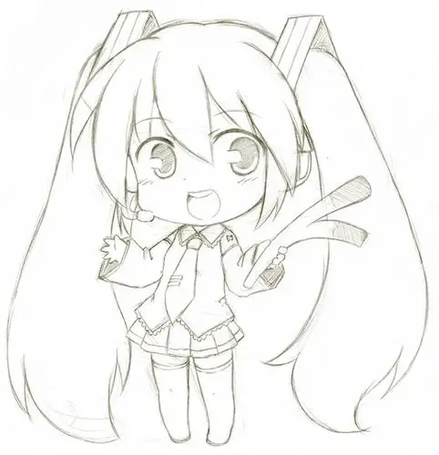 黑白线稿二次元少女q版萌系初音未来壁纸qianxi丶此乃线稿好吧虽说是