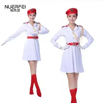 套装女式迷彩演出服连衣裙舞蹈服装合唱裙女兵服军鼓服文工团部队文艺