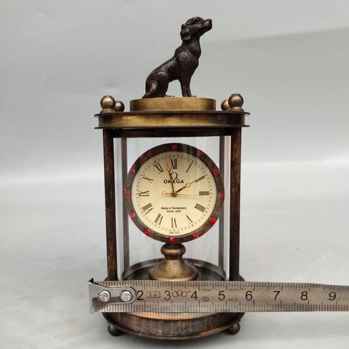 纯铜黄铜回流老货座钟表摆件老式复古纯铜座钟机械表立式客厅乡下