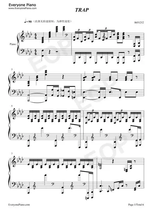 trap钢琴谱-刘宪华-看谱啦