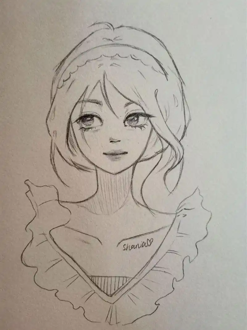 每日临摹(3/100)78女生线稿(带过程) 临摹自: 	 手绘女生线稿动漫