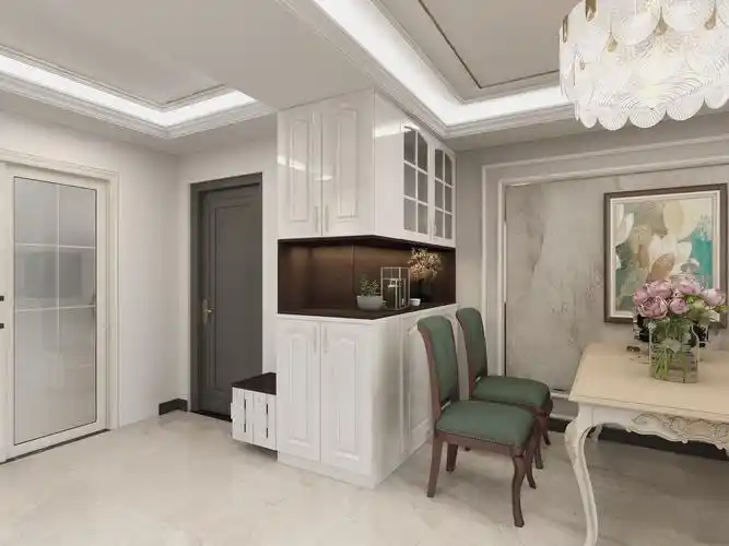 大户型欧式玄关装修实景图片欣赏-135平米欧式风格入户鞋柜效果图欣赏