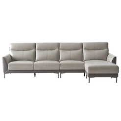 quanu 全友 102710a 简约真皮沙发 左2 右2 脚凳 浅灰色 深咖色