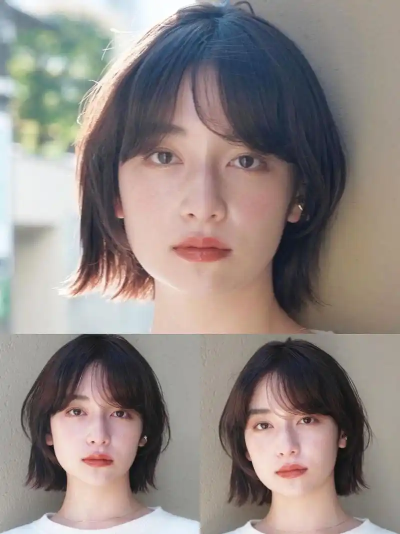 日系短发发型 空气刘海 加上零层次剪裁 有明显的反差 发尾制造一些反