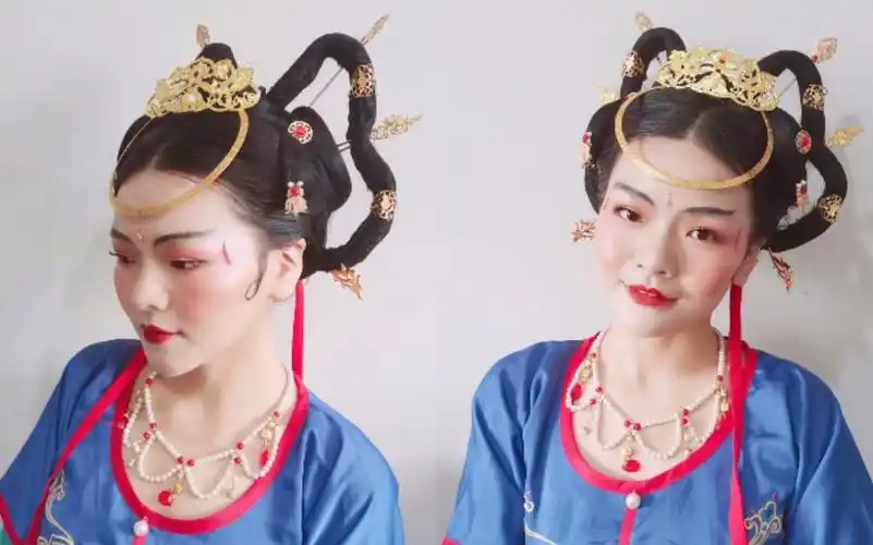 【王富贵】飞天髻汉服发型教程 全网最富贵的袒领发型