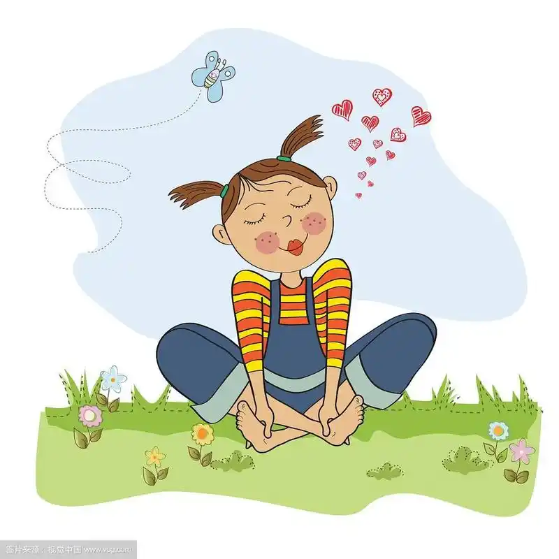 浪漫的女孩赤脚坐在草地上