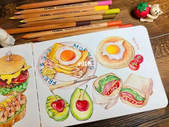 手绘美食水溶性彩铅7878