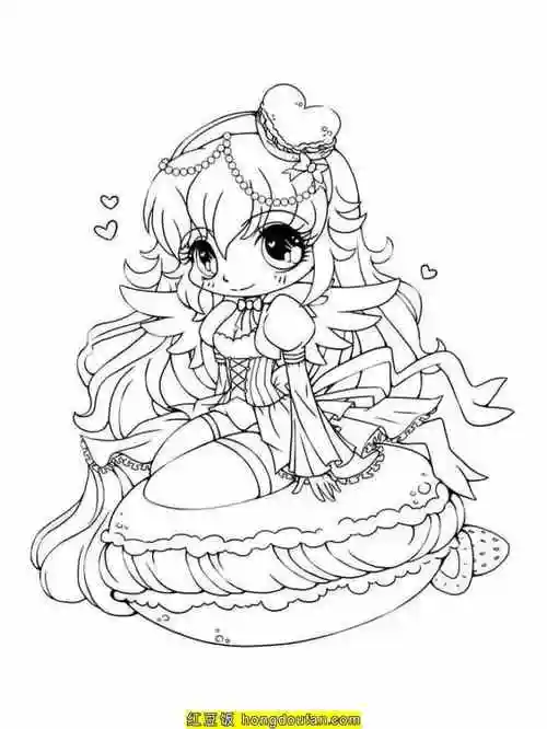 12张大眼睛的二次元美少女卡通涂色图片免费下载-红豆饭小学生简笔画