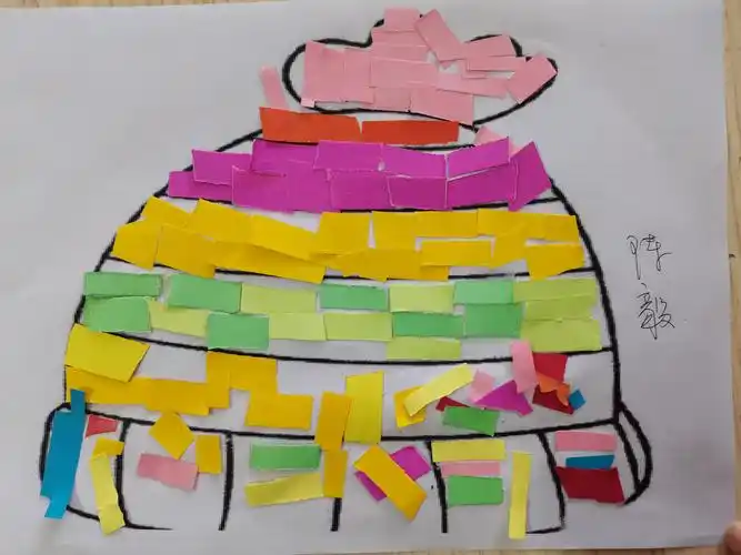 变废为宝,废纸粘贴画——冬天的帽子