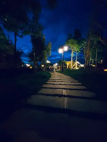 走在健康步道上,闻着香,赏着灯,我从心底发出感叹,东塔湖的夜晚太美了