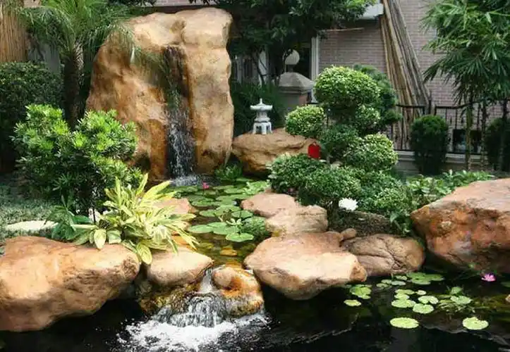 庭院假山水景可根据客户的不同形状和大小,以及不同的地点,采用不同的