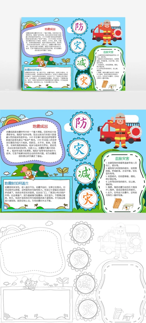 防灾减灾小报防震减灾a4小报安全逃生手抄报
