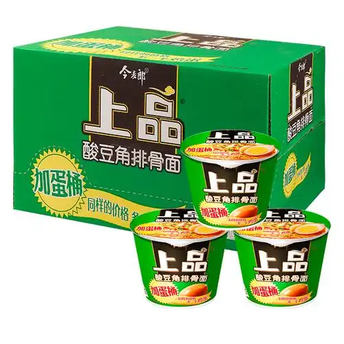 今麦郎方便面上品卤蛋面酸豆角排骨面12桶装整箱速食方便泡面宵夜