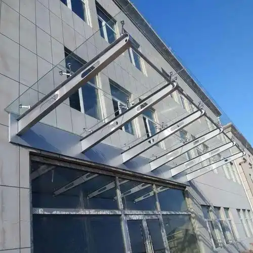 玻璃雨棚 户外钢结构钢化玻璃门口飘棚屋檐定制款钢构雨篷工厂