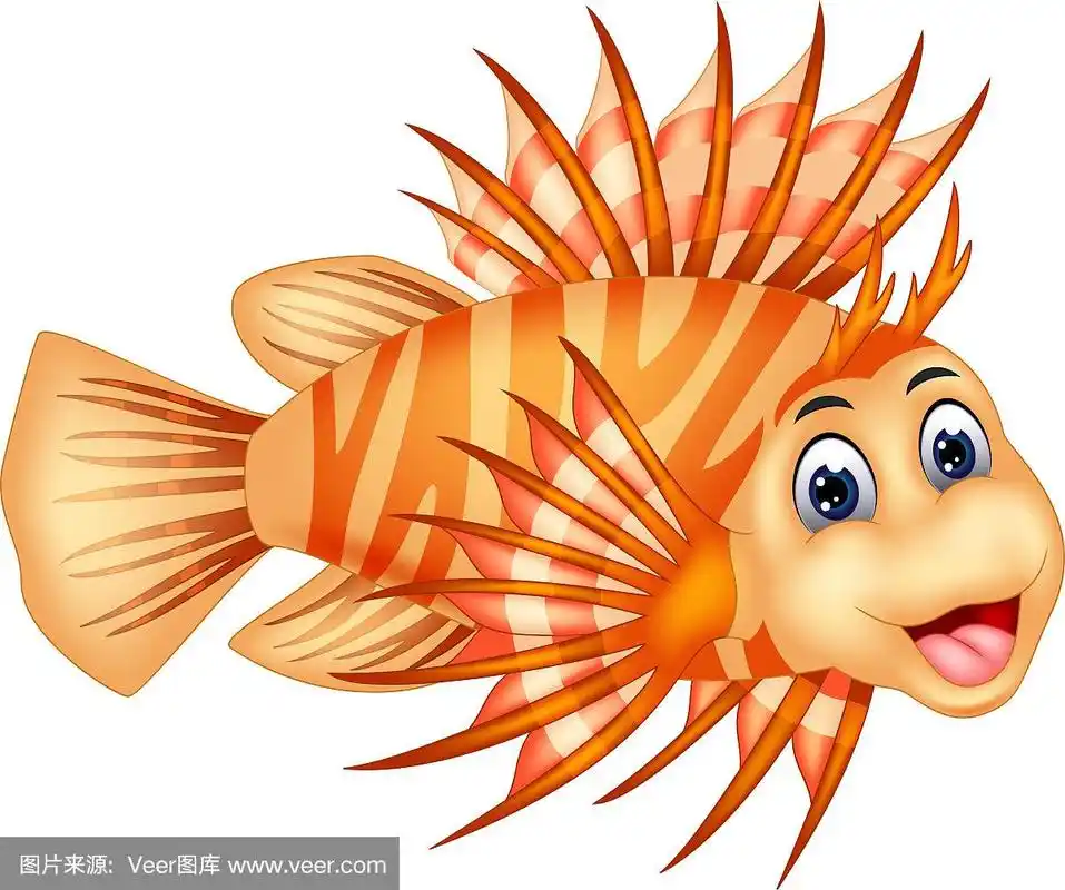 有趣的橙色狮子鱼卡通