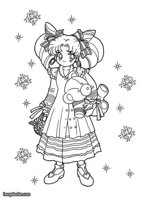 10张女孩子们最喜欢的美少女战士月野兔公主涂色简笔画大全-红豆饭小