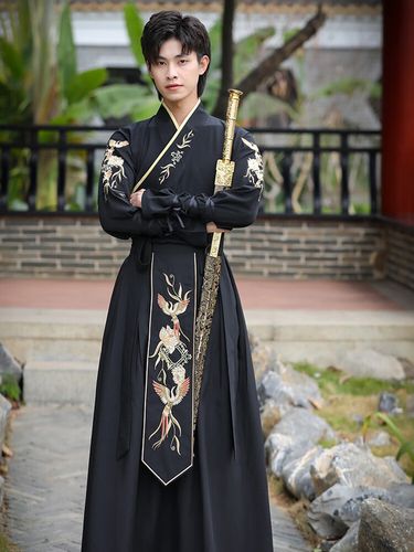 缪百伦  mewbballe汉服成人男冬季套装古帅气古装服装武侠风剑客学生