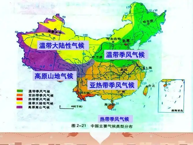 温带大陆性气候 温带季风气候 高原山地气候 亚热带季风气候