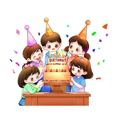 快乐可爱儿童过生日吃蛋糕pngpsd素材卡通人物
