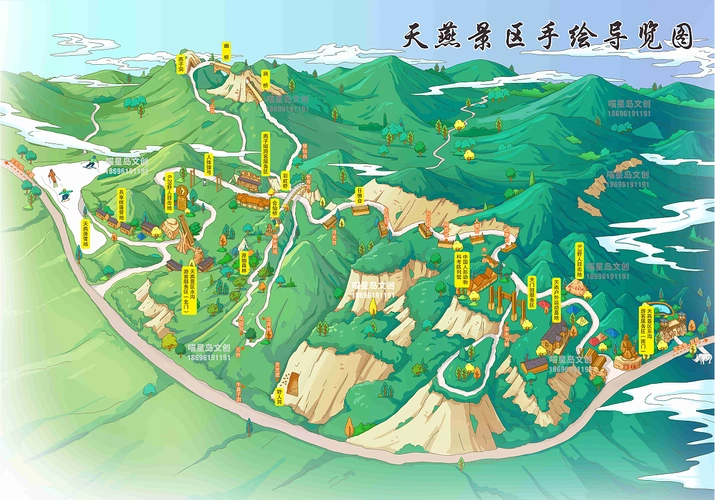 天燕景区旅游手绘导览图|插画|商业插画|喵星岛文创 - 原创作品 - 站