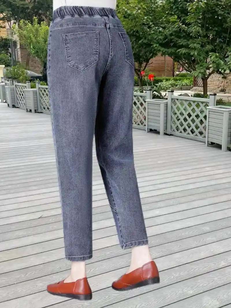 休闲显瘦中年妈妈九分哈伦萝卜裤.