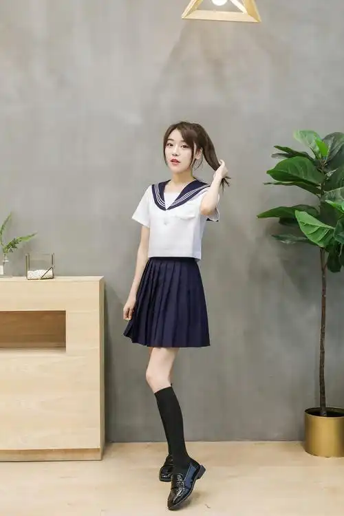 珈岑 水手服秋季日韩学生装水手服白三本制服舞台装表演服学院派校服