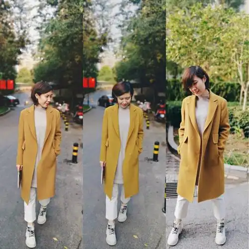 30穿搭姜黄色大衣