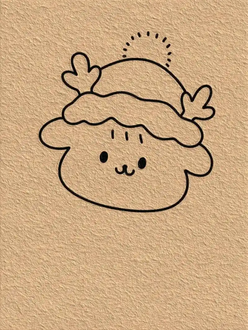 圣诞小鹿简笔画教程 愿你的世界阳光温柔,冬天快乐02#画个简笔画