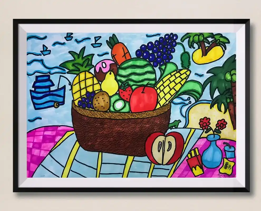 海口市桂林洋中学 《果篮》系列七年级美术作品展#手绘  #画 - 抖音