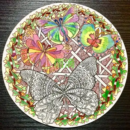 插画 线描 彩色 线条 装饰画 点线面 蝴蝶