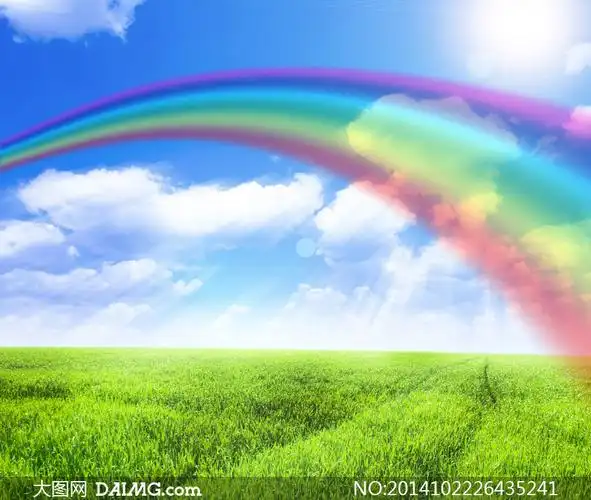 蓝天白云彩虹自然风景摄影高清图片