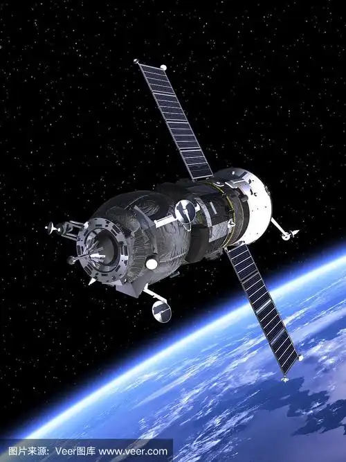 宇宙飞船"前进"号以地球为背景