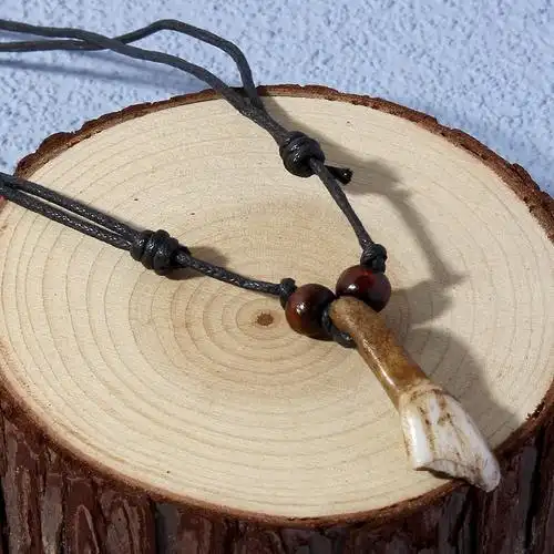 w399丽萌饰品源头厂家民族风可调节野猪牙吊坠项链复古牙齿衣饰