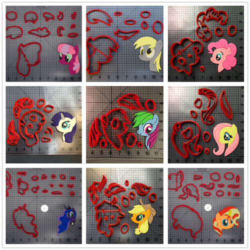 彩虹小马宝莉塑料曲奇杯子卡通馒头饼干蛋糕模具翻糖工具烘焙压模